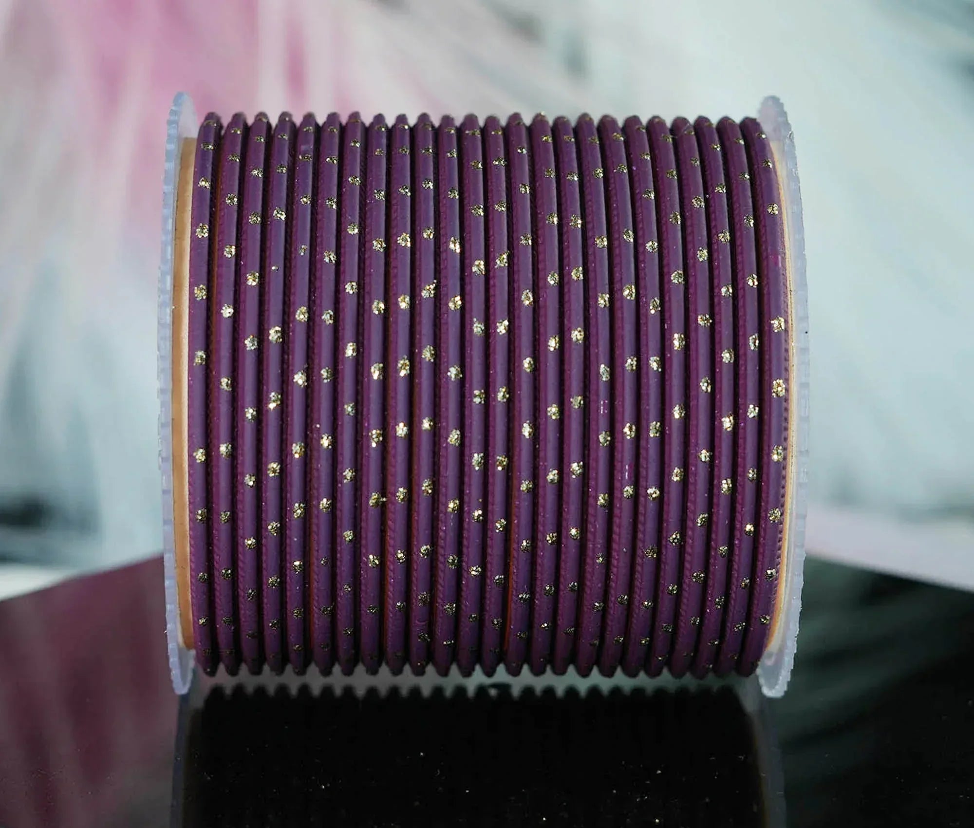 Wine Dot Design Matte Finish Metal Bangle for Women & Girls (Pack of 24) - The Golden Cascade